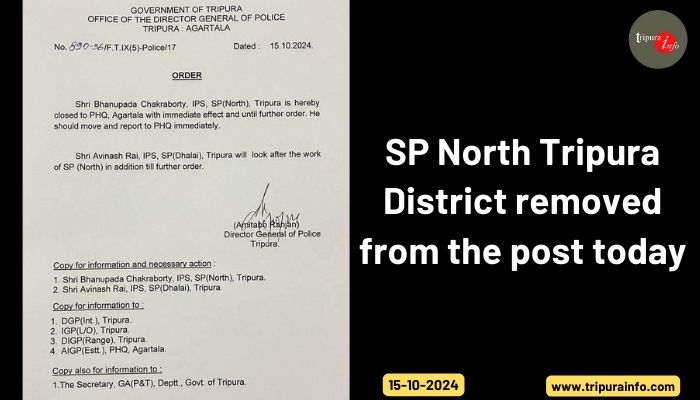 SP North Tripura District removed from the post today