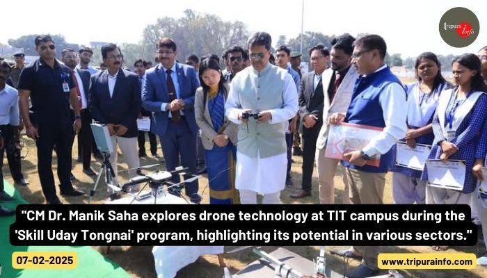 "CM Dr. Manik Saha explores drone technology at TIT campus during the 