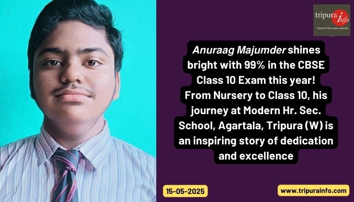 𝘼𝙣𝙪𝙧𝙖𝙖𝙜 𝙈𝙖𝙟𝙪𝙢𝙙𝙚𝙧 shines bright with 99% in the CBSE Class 10 Exam this year!
From Nursery to Class 10, his journey at Modern Hr. Sec. School, Agartala, Tripura (W) is an inspiring story of dedication and excellence