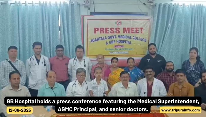 GB Hospital holds a press conference featuring the Medical Superintendent, AGMC Principal, and senior doctors.