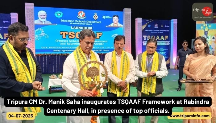 Tripura CM Dr. Manik Saha inaugurates TSQAAF Framework at Rabindra Centenary Hall, in presence of top officials.