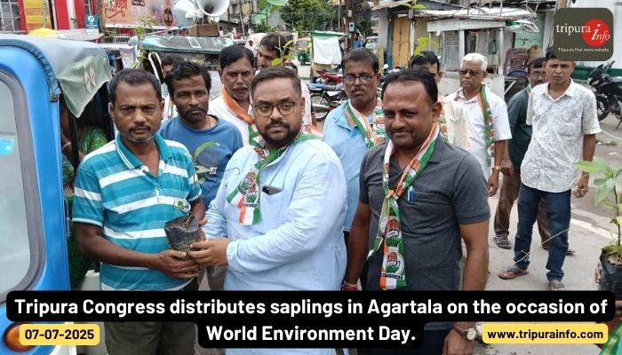 Tripura Congress distributes saplings in Agartala on the occasion of World Environment Day.