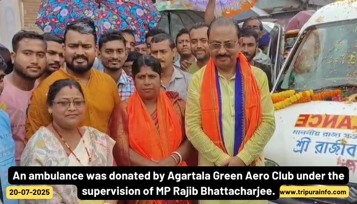 An ambulance was donated by Agartala Green Aero Club under the supervision of MP Rajib Bhattacharjee.
