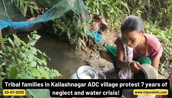 Tribal families in Kailashnagar ADC village protest 7 years of neglect and water crisis!