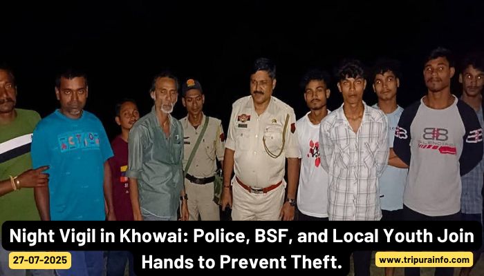 Night Vigil in Khowai: Police, BSF, and Local Youth Join Hands to Prevent Theft.
