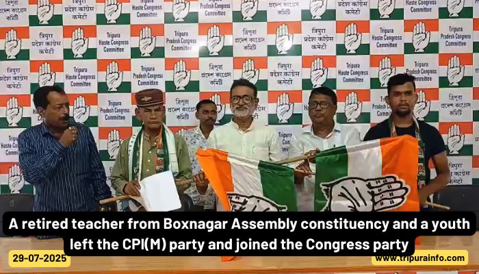 A retired teacher from Boxnagar Assembly constituency and a youth left the CPI(M) party and joined the Congress party
