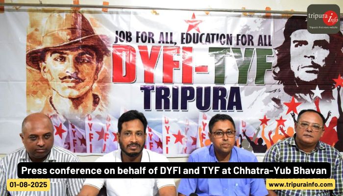 Press conference on behalf of DYFI and TYF at Chhatra-Yub Bhavan