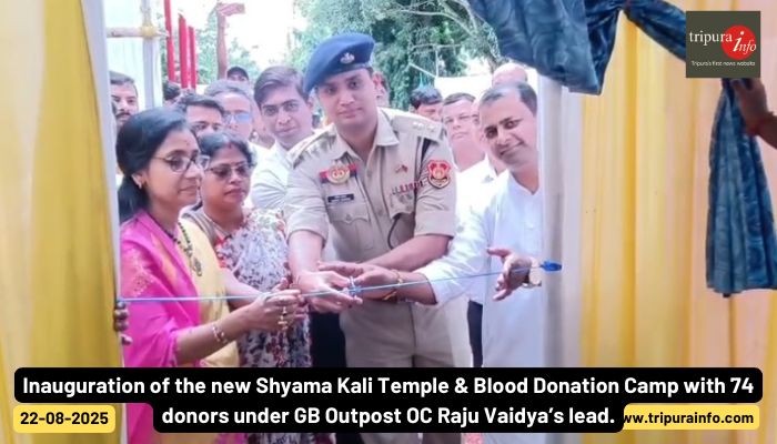 Inauguration of the new Shyama Kali Temple & Blood Donation Camp with 74 donors under GB Outpost OC Raju Vaidya’s lead.