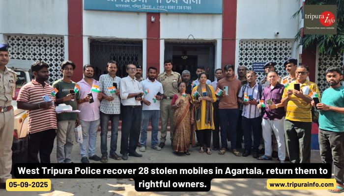 West Tripura Police recover 28 stolen mobiles in Agartala, return them to rightful owners.