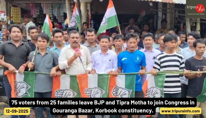 75 voters from 25 families leave BJP and Tipra Motha to join Congress in Gouranga Bazar, Korbook constituency.