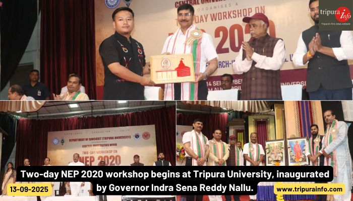 Two-day NEP 2020 workshop begins at Tripura University, inaugurated by Governor Indra Sena Reddy Nallu.
