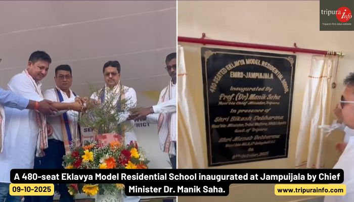 A 480-seat Eklavya Model Residential School inaugurated at Jampuijala by Chief Minister Dr. Manik Saha.