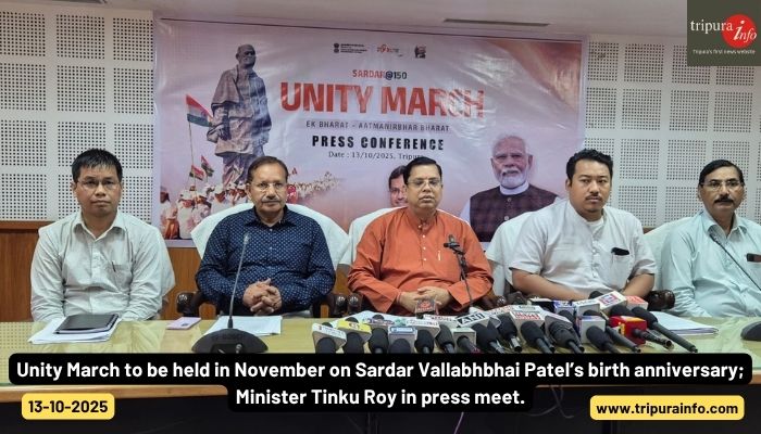 Unity March to be held in November on Sardar Vallabhbhai Patel’s birth anniversary;  Minister Tinku Roy in press meet.