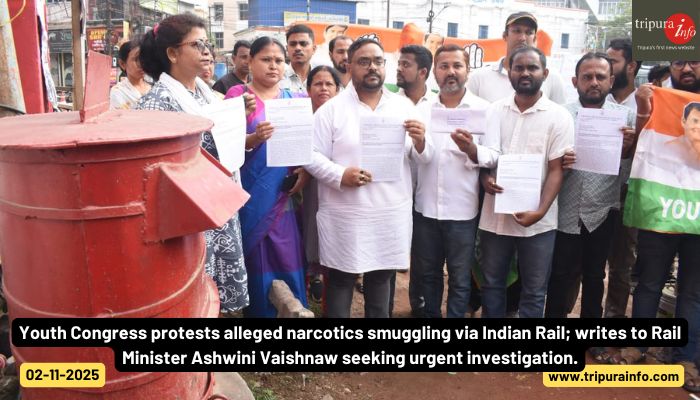 Youth Congress protests alleged narcotics smuggling via Indian Rail; writes to Rail Minister Ashwini Vaishnaw seeking urgent investigation.