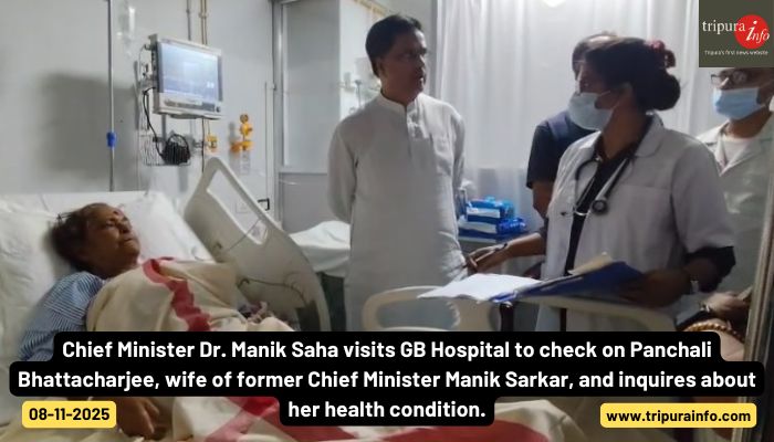 Chief Minister Dr. Manik Saha visits GB Hospital to check on Panchali Bhattacharjee, wife of former Chief Minister Manik Sarkar, and inquires about her health condition.