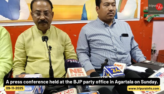 A press conference held at the BJP party office in Agartala on Sunday