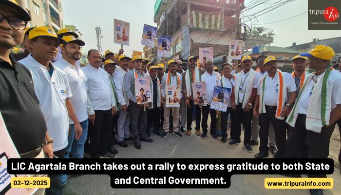 LIC Agartala Branch takes out a rally to express gratitude to both State and Central Government.