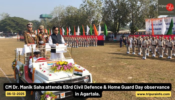 CM Dr. Manik Saha attends 63rd Civil Defence & Home Guard Day observance in Agartala.