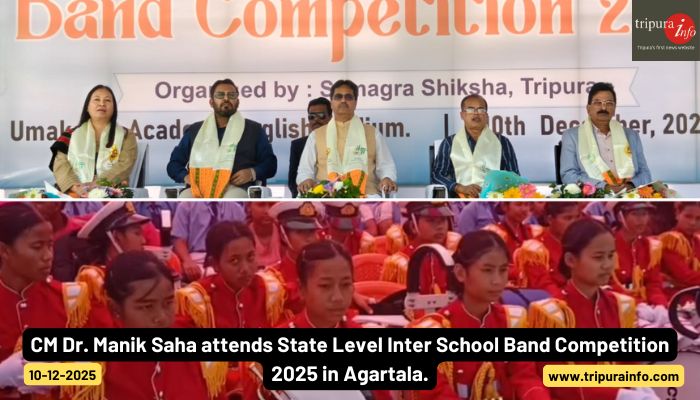 CM Dr. Manik Saha attends State Level Inter School Band Competition 2025 in Agartala.