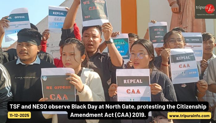 TSF and NESO observe Black Day at North Gate, protesting the Citizenship Amendment Act (CAA) 2019.