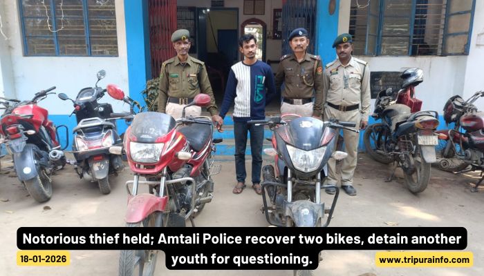 Notorious thief held; Amtali Police recover two bikes, detain another youth for questioning.