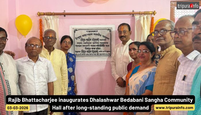 Rajib Bhattacharjee inaugurates Dhalashwar Bedabani Sangha Community Hall after long-standing public demand.