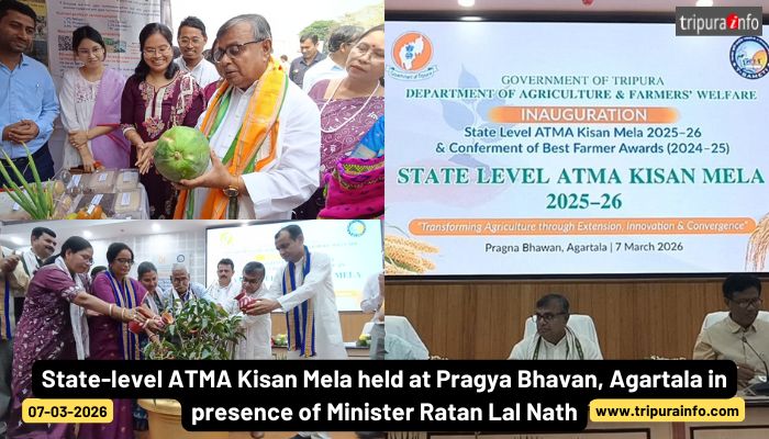 State-level ATMA Kisan Mela held at Pragya Bhavan, Agartala in presence of Minister Ratan Lal Nath.