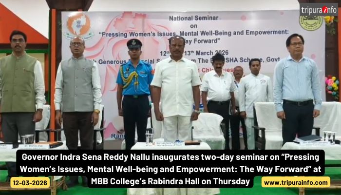 Governor Indra Sena Reddy Nallu inaugurates two-day seminar on “Pressing Women’s Issues, Mental Well-being and Empowerment: The Way Forward” at MBB College’s Rabindra Hall on Thursday.