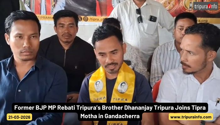 Former BJP MP Rebati Tripura’s Brother Dhananjay Tripura Joins Tipra Motha in Gandacherra.

