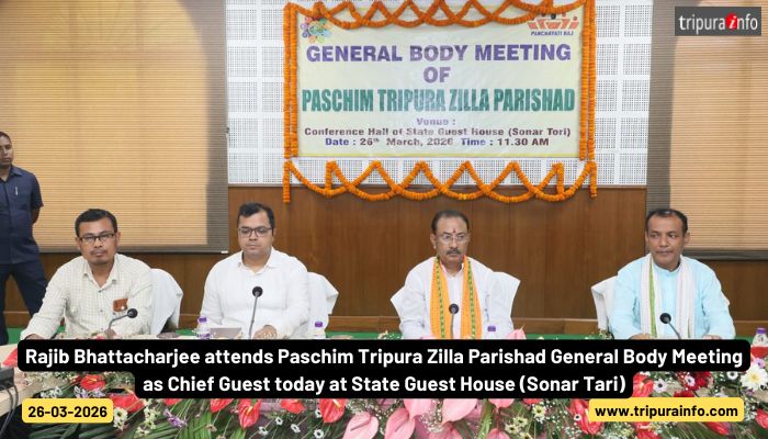 Rajib Bhattacharjee attends Paschim Tripura Zilla Parishad General Body Meeting as Chief Guest today at State Guest House (Sonar Tari).