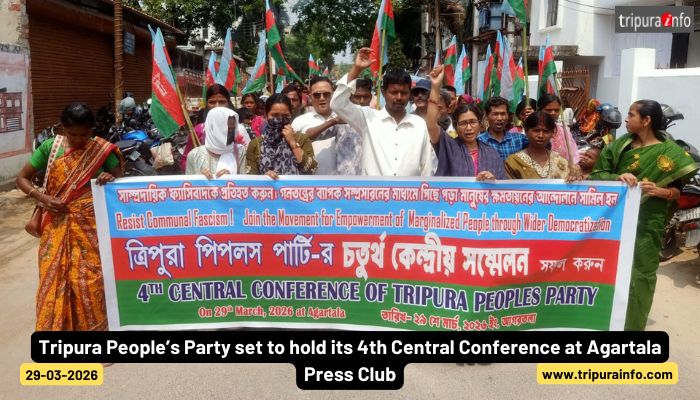 Tripura People’s Party set to hold its 4th Central Conference at Agartala Press Club.