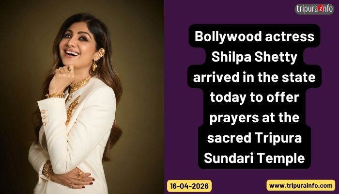 Bollywood actress Shilpa Shetty arrived in the state today to offer prayers at the sacred Tripura Sundari Temple.