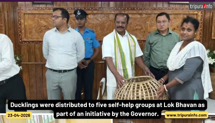 Ducklings were distributed to five self-help groups at Lok Bhavan as part of an initiative by the Governor.