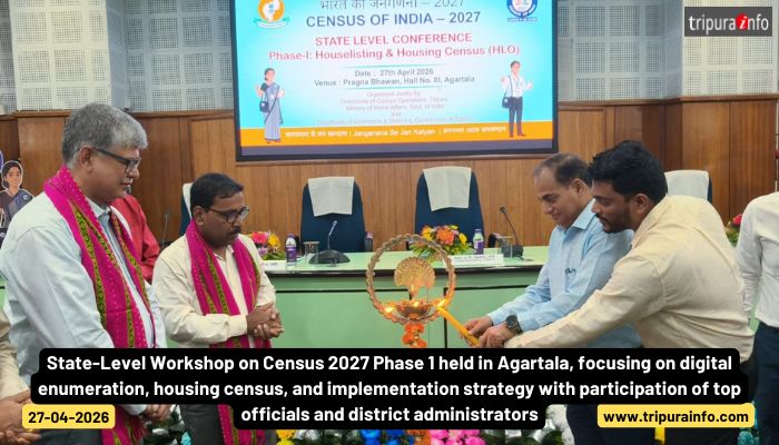 State-Level Workshop on Census 2027 Phase 1 held in Agartala, focusing on digital enumeration, housing census, and implementation strategy with participation of top officials and district administrators.