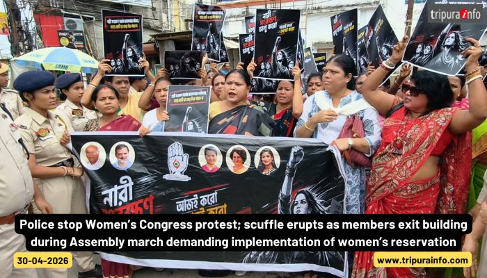 Police stop Women’s Congress protest; scuffle erupts as members exit building during Assembly march demanding implementation of women’s reservation.