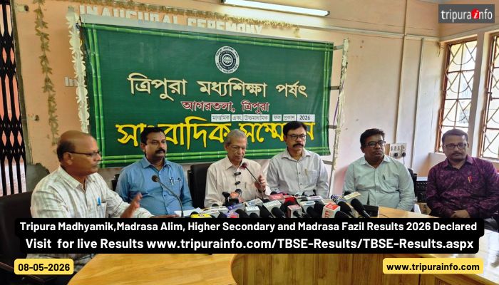 Tripura Madhyamik,Madrasa Alim, Higher Secondary and Madrasa Fazil Results 2026 Declared 
Visit  for live Results www.tripurainfo.com/TBSE-Results/TBSE-Results.aspx