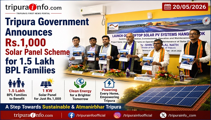 Tripura Government Announces Rs.1,000 Solar Panel Scheme for 1.5 Lakh BPL Families