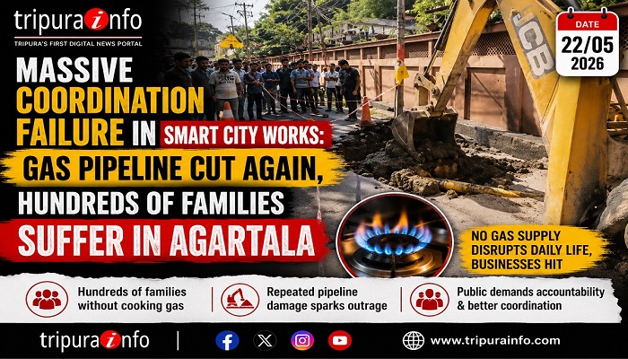 Massive Coordination Failure in Smart City Works: Gas Pipeline Cut Again, Hundreds of Families Suffer in Agartala