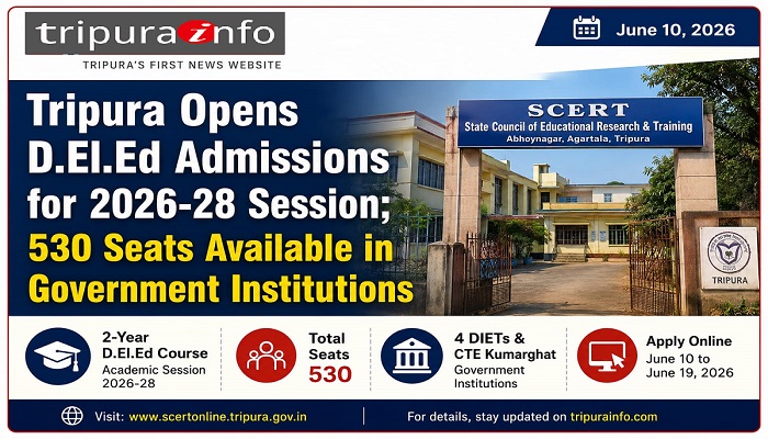 Tripura Opens D.El.Ed Admissions for 2026-28 Session, 530 Seats Available in Government Institutions