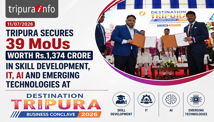 Tripura Secures 39 MoUs Worth Rs.1,374 Crore in Skill Development, IT, AI and Emerging Technologies at Destination Tripura Business Conclave 2026