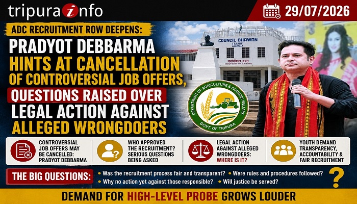 ADC Recruitment Row Deepens: Pradyot Debbarma Hints at Cancellation of Controversial Job Offers, Questions Raised Over Legal Action Against Alleged Wrongdoers