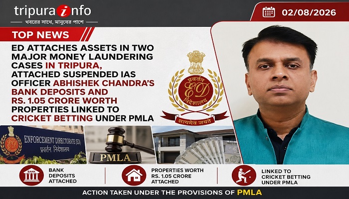 ED Attaches Assets in Two Major Money Laundering Cases in Tripura, Attached Suspended IAS Officer Abhishek Chandra