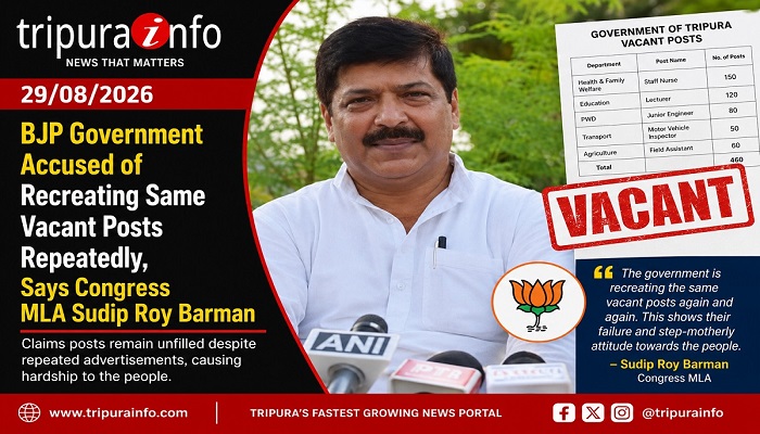 BJP Government Accused of Recreating Same Vacant Posts Repeatedly, Says Congress MLA Sudip Roy Barman
