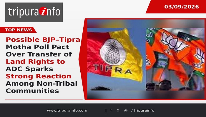 Possible BJP–Tipra Motha Poll Pact Over Transfer of Land Rights to ADC Sparks Strong Reaction Among Non-Tribal Communities