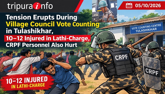Tension Erupts During Village Council Vote Counting in Tulashikhar, 10–12 Injured in Lathi-Charge, CRPF Personnel Also Hurt