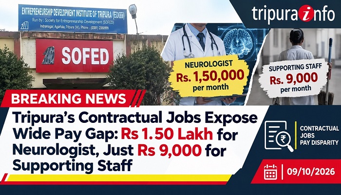 Tripura’s Contractual Jobs Expose Wide Pay Gap: Rs 1.50 Lakh for Neurologist, Just Rs 9,000 for Supporting Staff