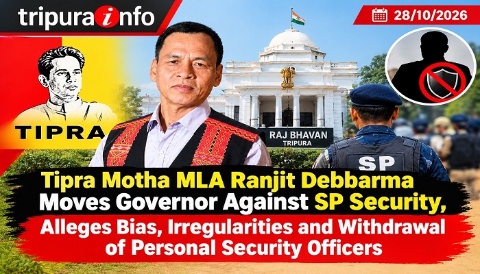 Tipra Motha MLA Ranjit Debbarma Moves Governor Against SP Security, Alleges Bias, Irregularities and Withdrawal of Personal Security Officers