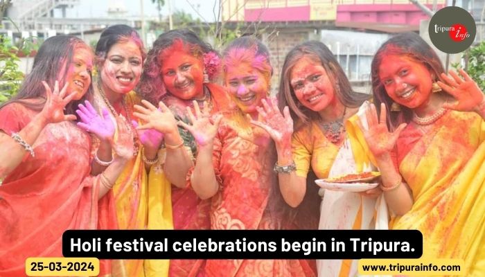 Holi festival celebrations begin in Tripura.