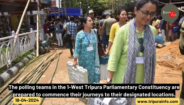 The polling teams in the 1-West Tripura Parliamentary Constituency are prepared to commence their journeys to their designated locations.
