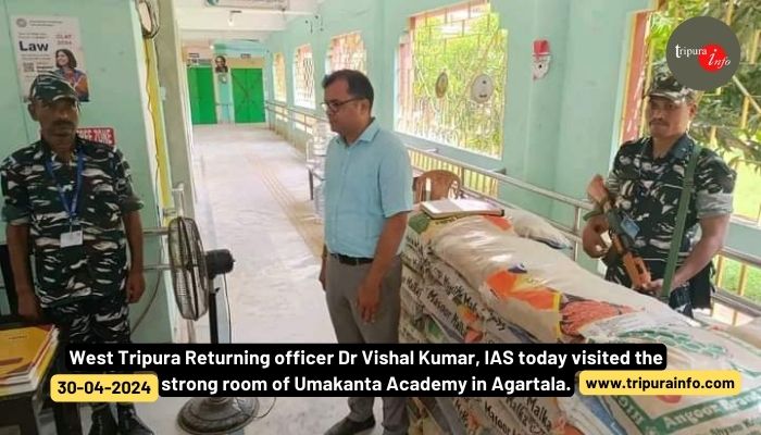 West Tripura Returning officer Dr Vishal Kumar, IAS today visited the strong room of Umakanta Academy in Agartala.